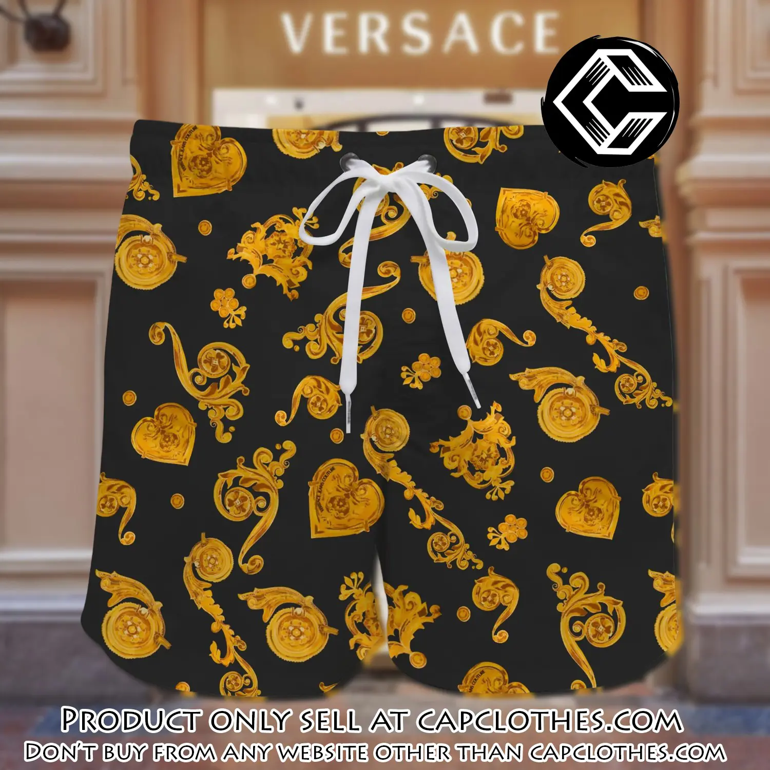 Versace golden black pattern luxury all over print shorts cc5434370